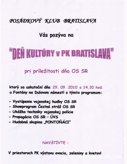 Deň kultúry v Posádkovom klube Bratislava