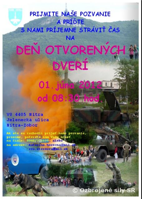 DEŇ OTVORENÝCH DVERÍ V PLRB NITRA - AVÍZO