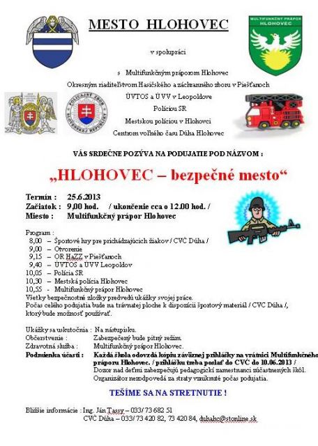 HLOHOVEC – bezpečné mesto