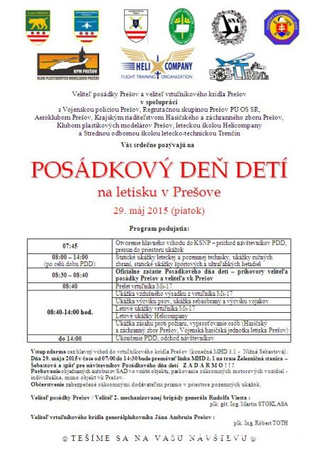 DEŇ OTVORENÝCH DVERÍ NA LETISKU V PREŠOVE - AVÍZO