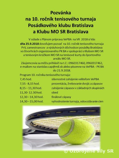 Pozvánka na "10. ročník tenisového turnaja"