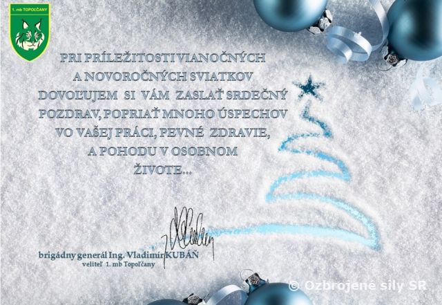 Vianočný pozdrav veliteľa 1.mb 