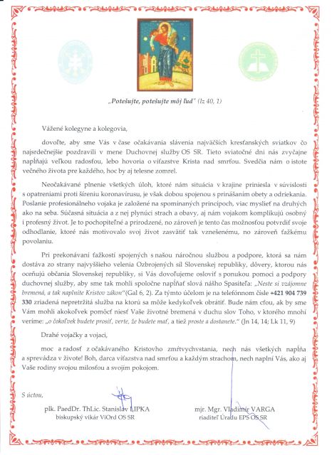 Príhovor duchovnej služby