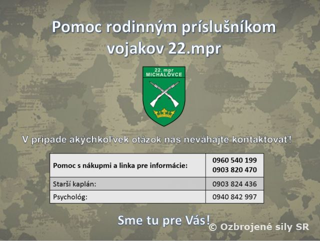 Pomoc rodinným príslušníkom vojakov 22. mechanizovaného práporu