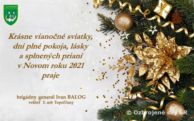 Vianočný pozdrav veliteľa 1. mechanizovanej brigády Topoľčany