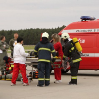 Praktická ukážka zásahu po núdzovom pristátí lietadla 