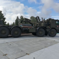 Vykládka techniky v Garkalne (LVA)