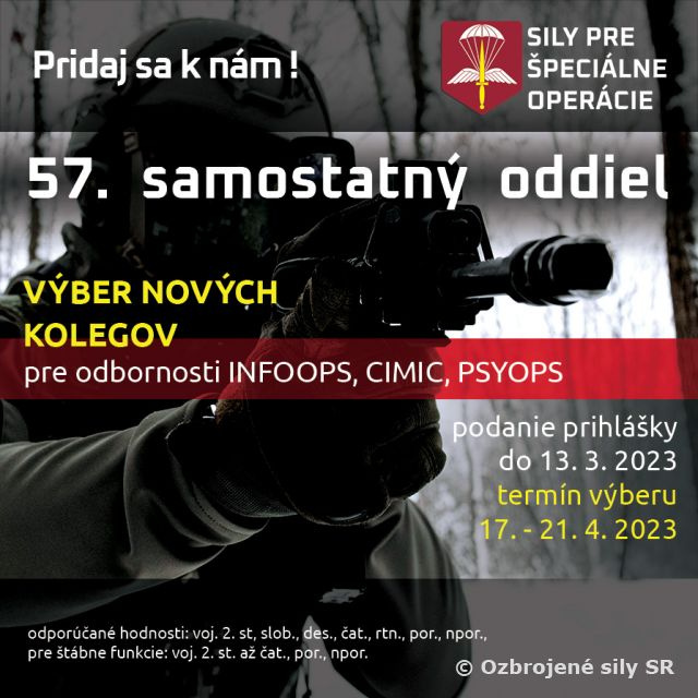 Využi svoj potenciál v 57. samostatnom oddiele - 1. VÝBER v roku 2023