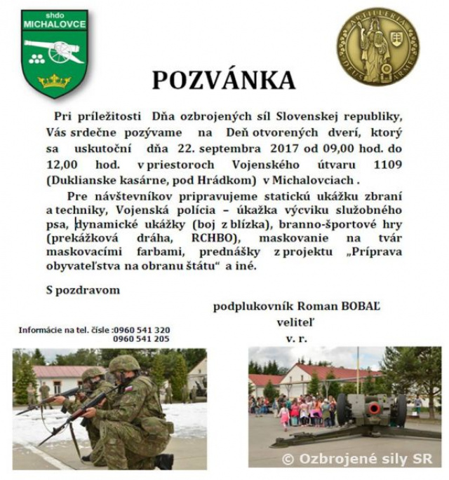 Deň ozbrojených síl SR - Pozvánka 