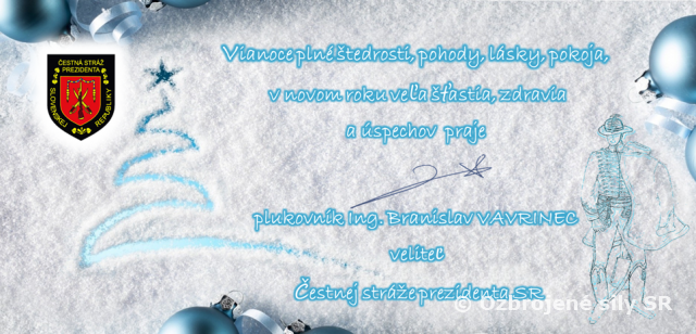 Vianočné želanie veliteľa čestnej stráže prezidenta SR