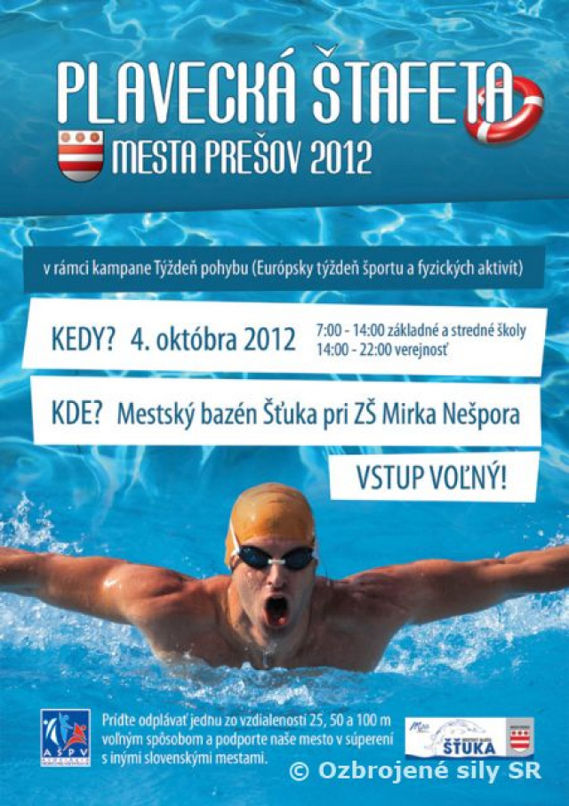 Zapojili sme sa do plaveckej štafety mesta Prešov 2012