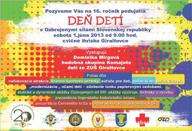 Pozvánka na Deň detí s Ozbrojenými silami SR