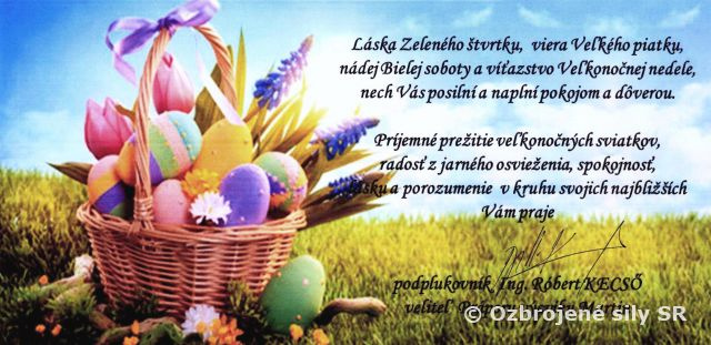 Veľkonočný pozdrav veliteľa Práporu výcviku 