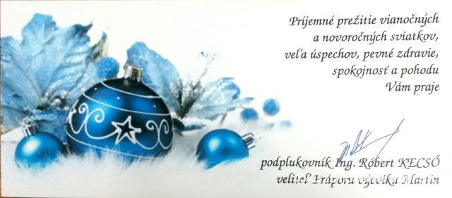 Vianočný pozdrav veliteľa Práporu výcviku