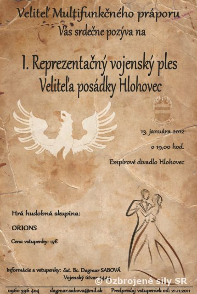 1. REPREZENTAČNÝ VOJENSKÝ PLES VELITEĽA POSÁDKY HLOHOVEC