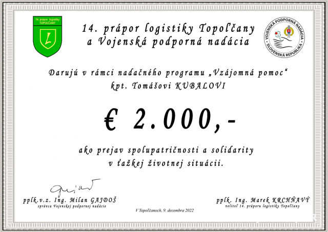 Dar pre Tomáša a jeho dcérku Bianku