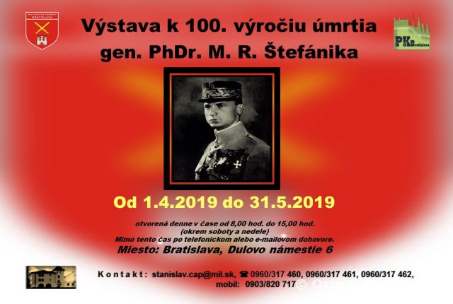Pozvánka na výstavu "k 100. výročiu úmrtia generála M.R.Štefánika"