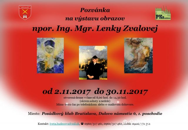 Pozvánka - "Výstava obrazov nadporučíčky Ing. Mgr. Lenky Zvalovej"