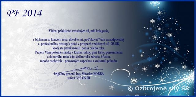 Vianočné a novoročné prianie veliteľa Vzdušných síl OS SR