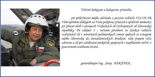 Poďakovanie generálmajora Baránka